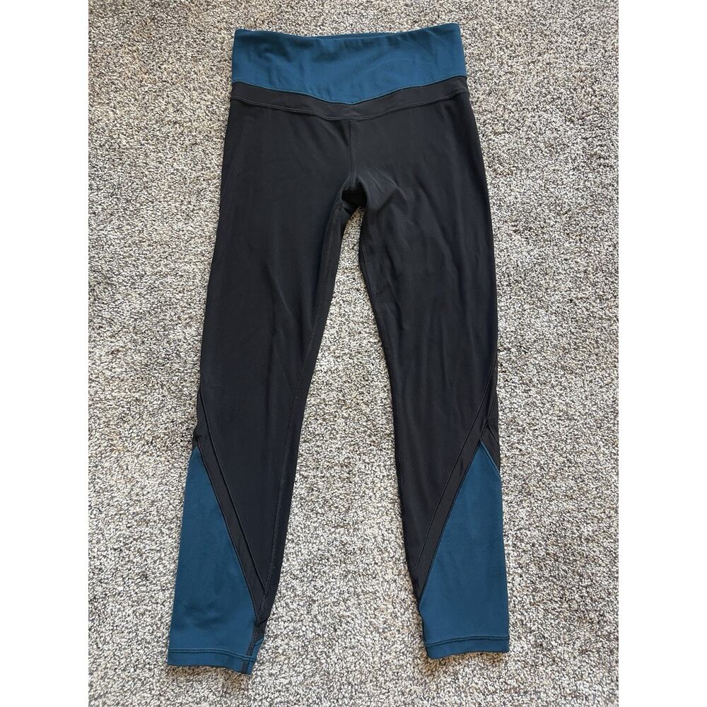 Athleta Women’s Elevation 7/8 leggings Small Black Teal Athletic